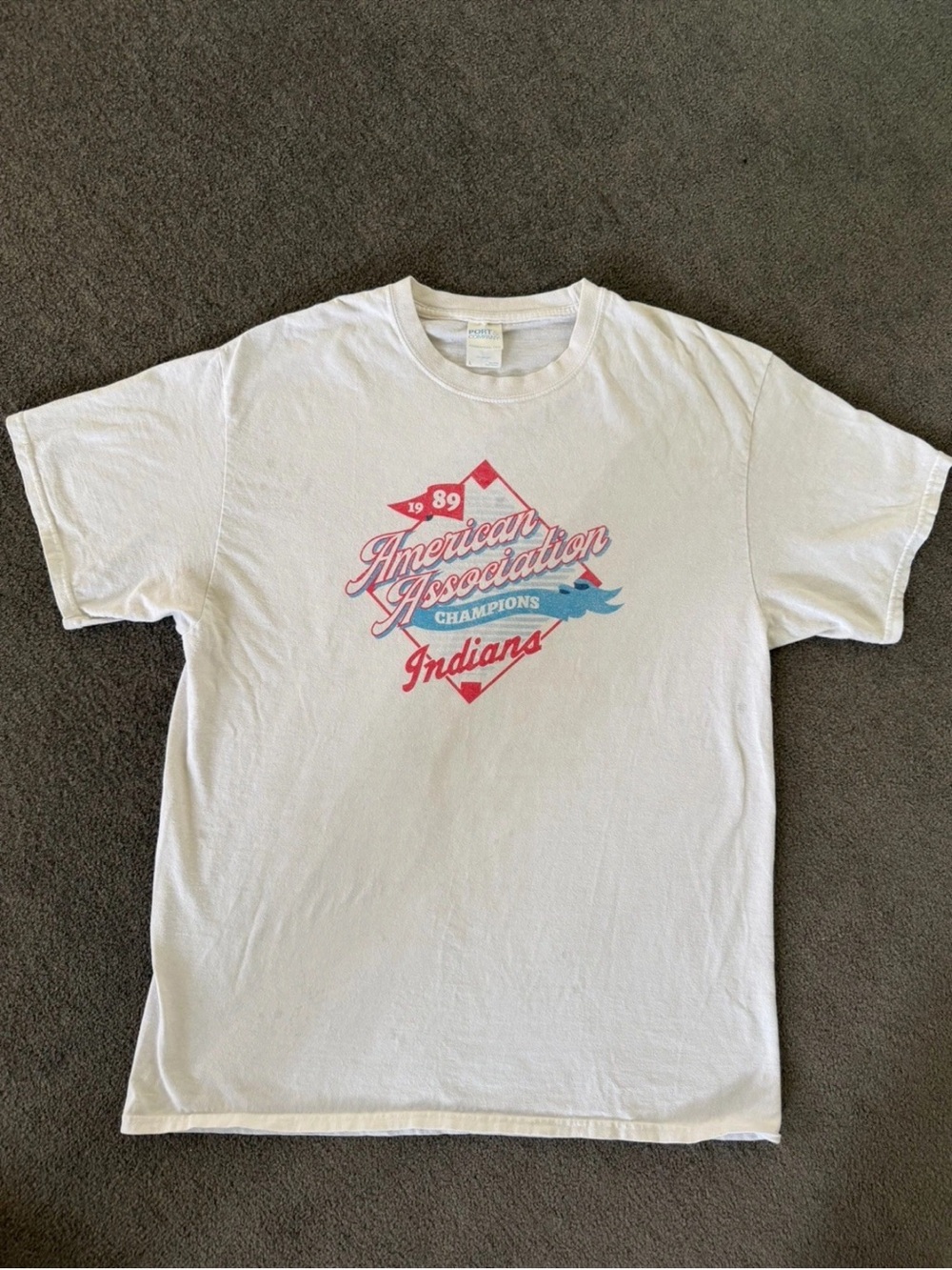 Vintage Port & Company Indians Pepsi Champs 1989 Graphic Crew Neck Mens L